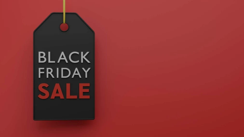 Black Friday Sale Label on a red background