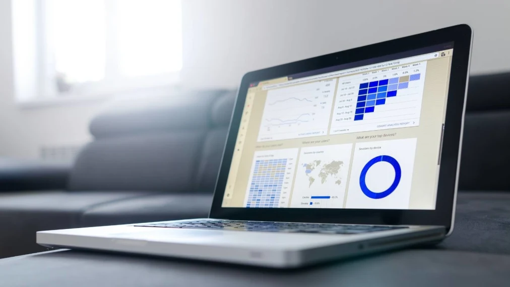 Laptop displaying Google Analytics dashboard