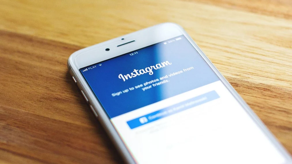 Mobile phone displaying Instagram login page