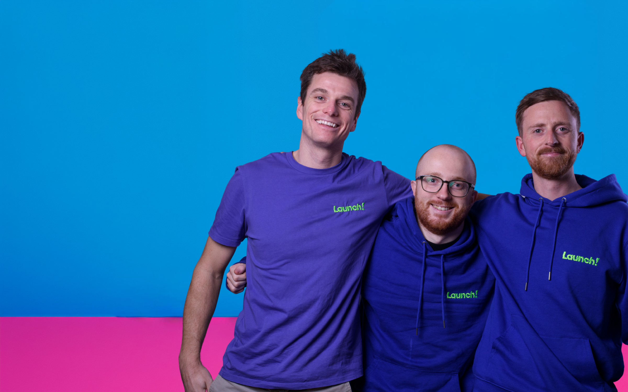 Jon Harry and Elliot smile to camera